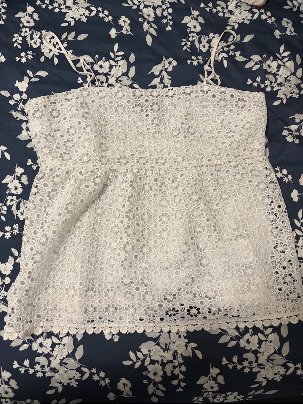 Express White Floral Eyelet Lace Cami